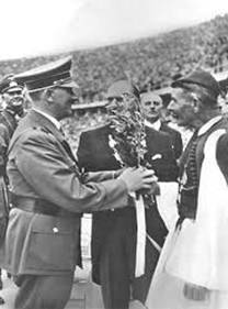 Entrega del ramo de olivo, de Spyridon Louis a Adolf Hitler